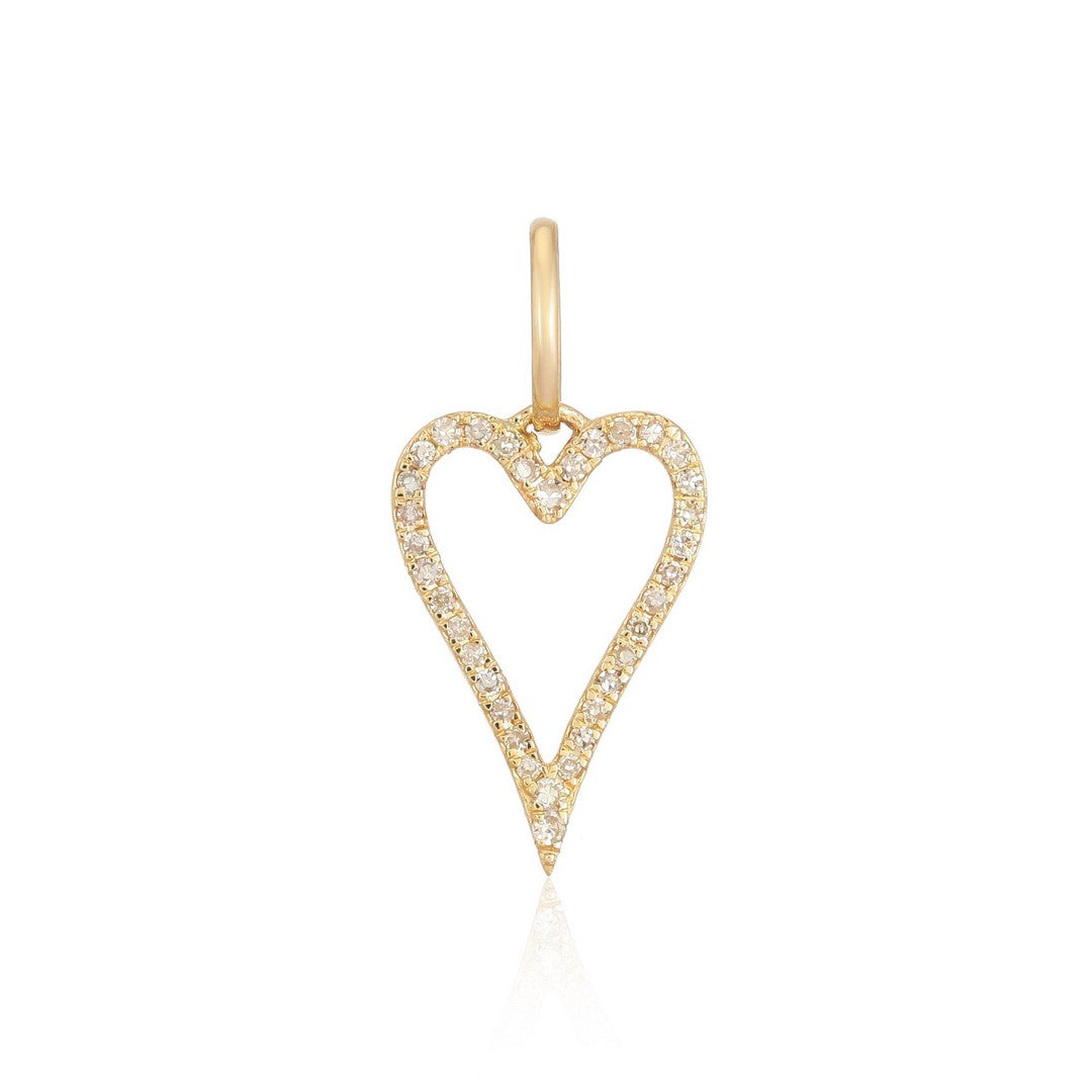 14K Yellow Gold Diamond Open Heart Pendant
