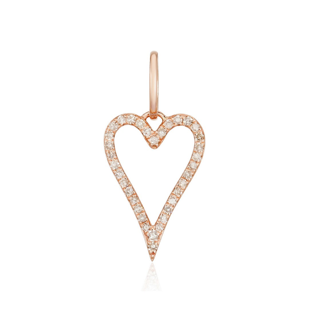 14K Yellow Gold Diamond Open Heart Pendant