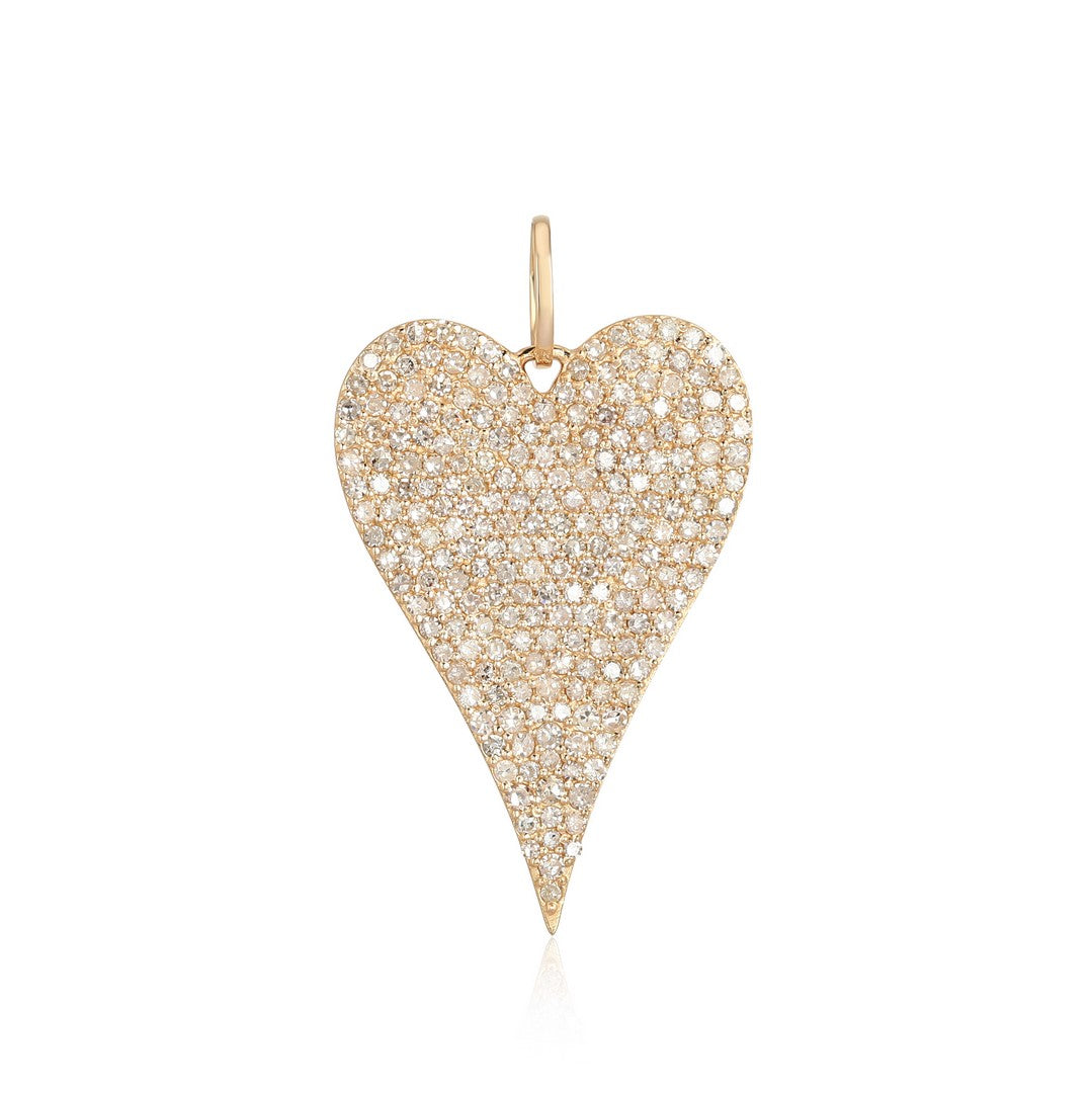 Pavé Diamond Heart Pendant in 14K Gold