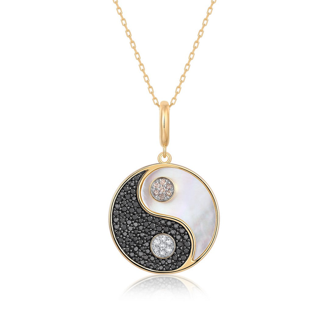 Yin Yang Mother‑of‑Pearl and Diamond Pendant in 14K Gold