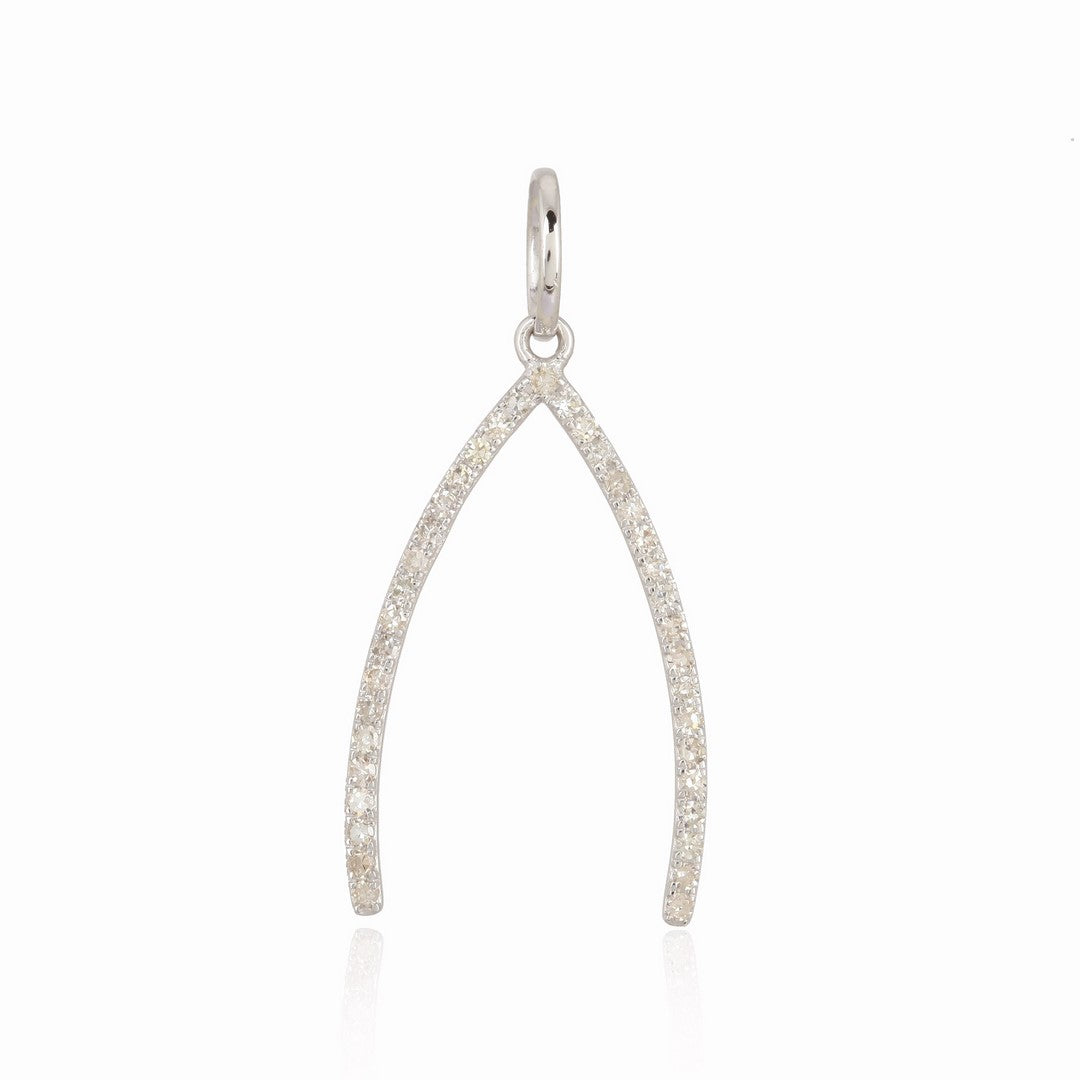 14K Yellow Gold Diamond Wishbone Pendant