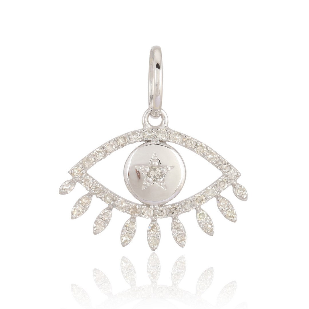 14K Yellow Gold Diamond Eye Pendant with Star Disc