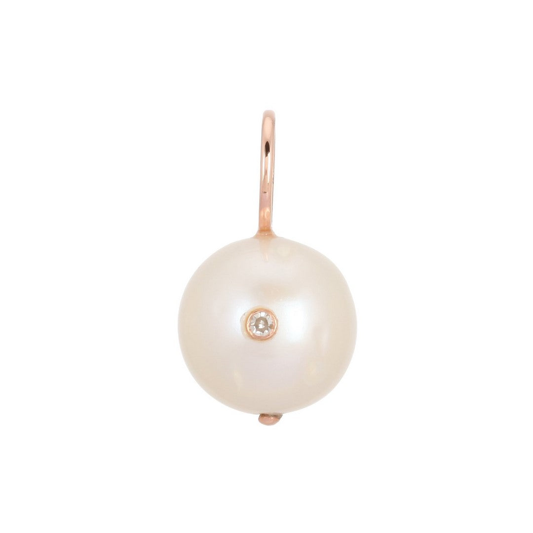 14K Yellow Gold Diamond Pearl Drop Pendant