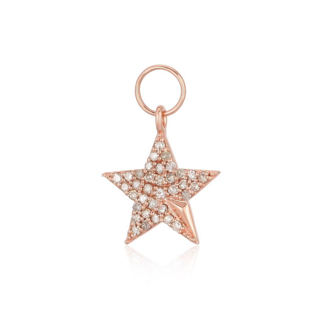 14K Yellow Gold Pavé Diamond Star Pendant