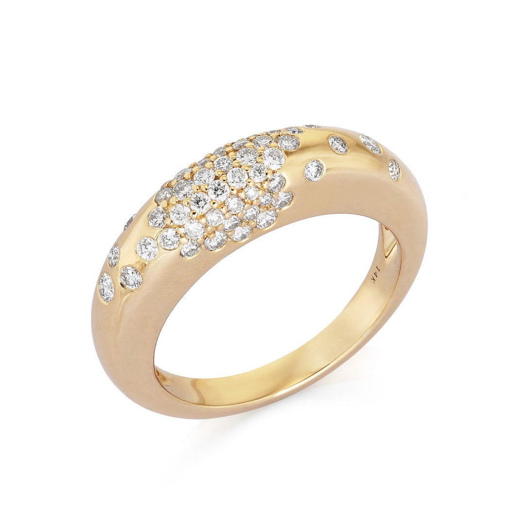 14K Yellow Gold Full Cut Diamond Ring