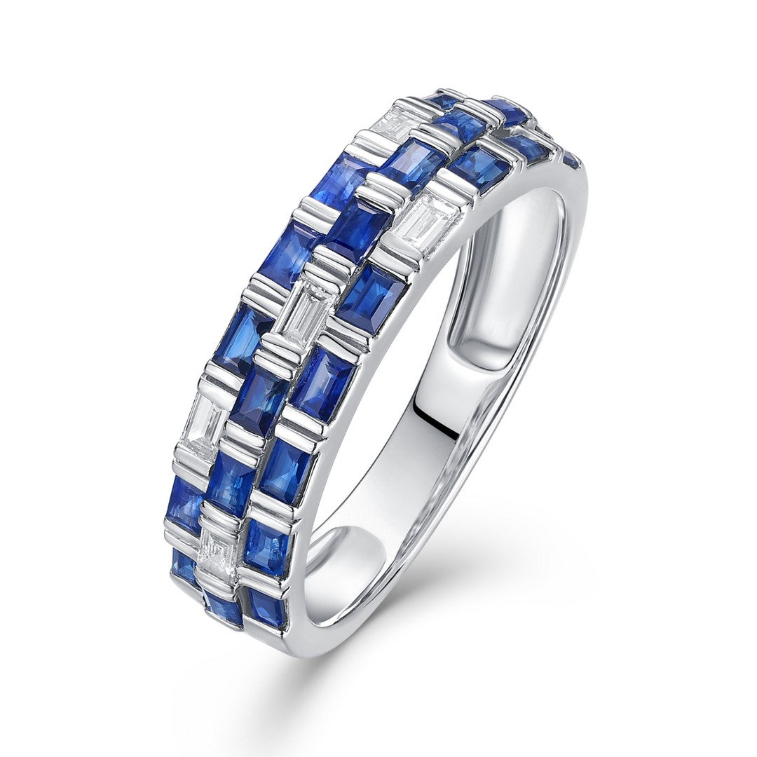 14K White Gold Sapphire Tanzanite Ring
