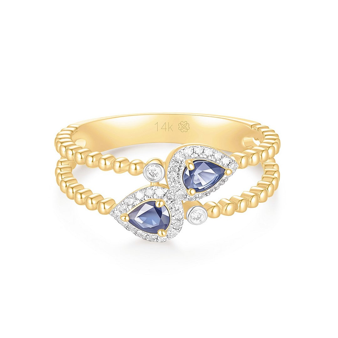 14K Yellow Gold Emerald & Diamond Ring