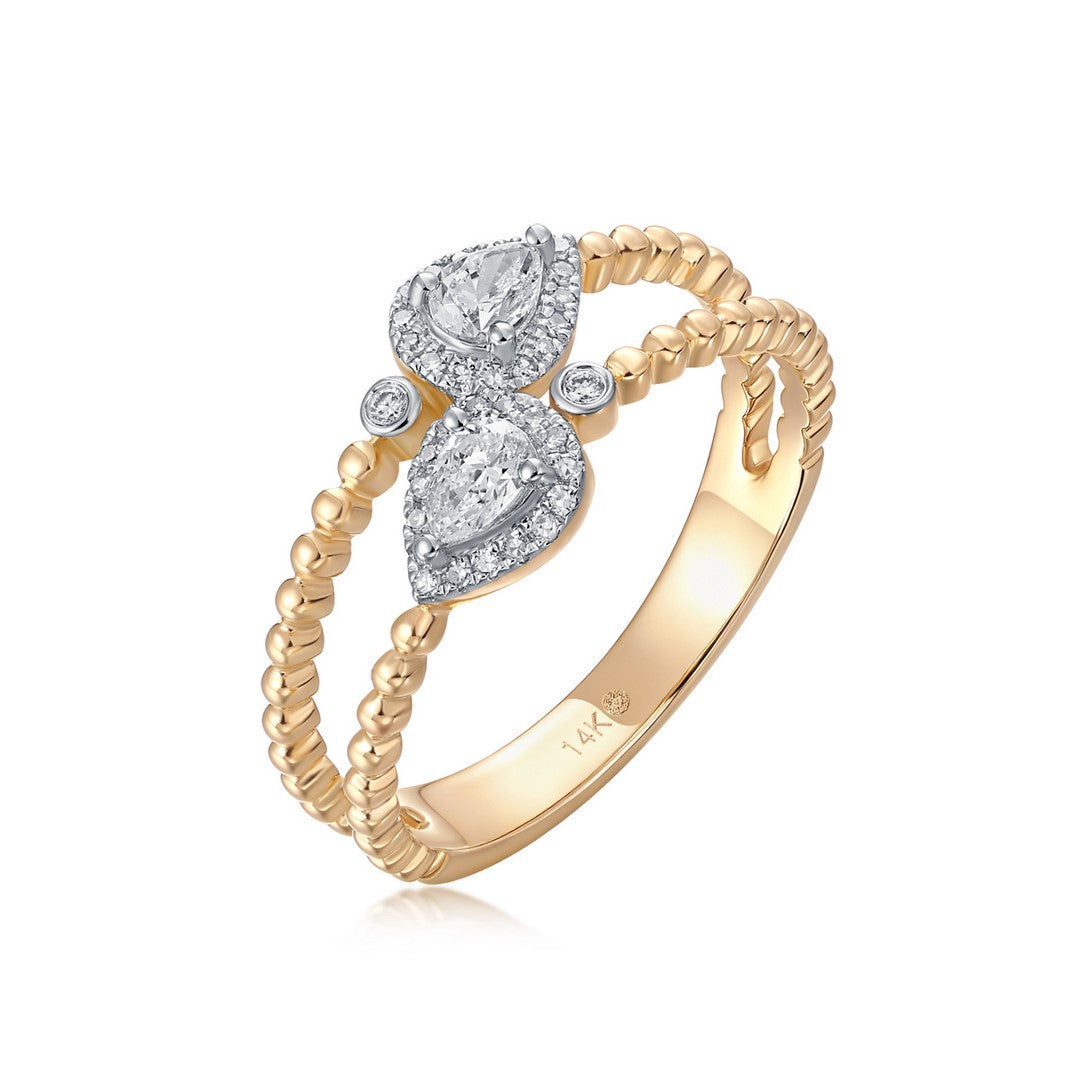 14K Yellow Gold Emerald & Diamond Ring