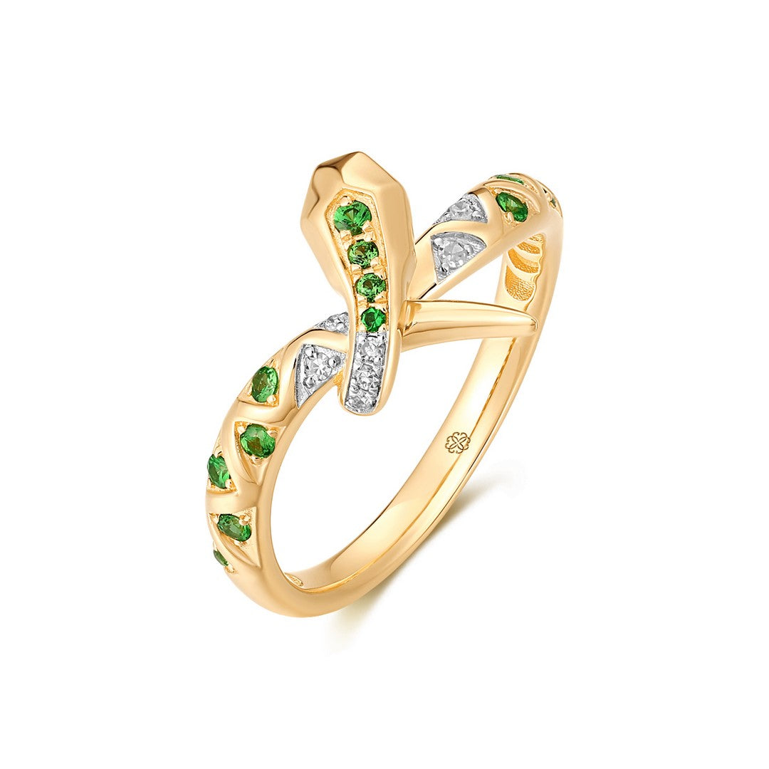 Tsavorite Diamond Ring in 14K Yellow Gold