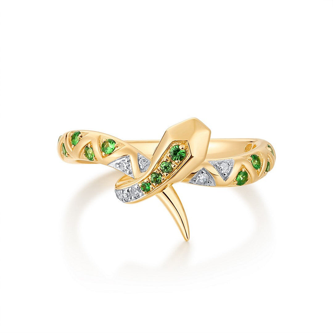 Tsavorite Diamond Ring in 14K Yellow Gold