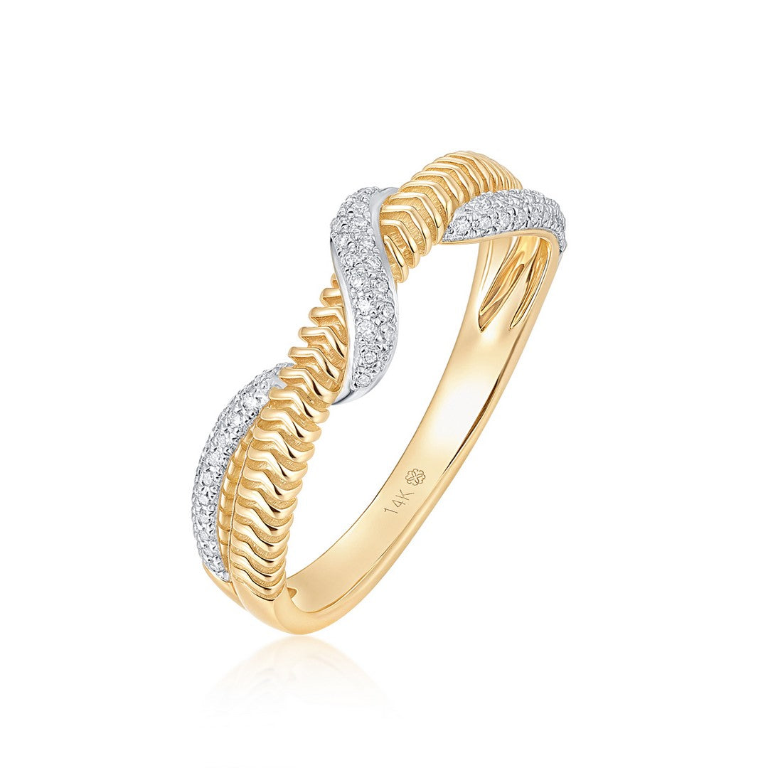 14K Yellow Gold Diamond Band Ring 0.20CT
