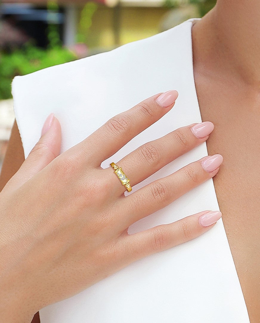 14K Yellow Gold Diamond Band Ring – 0.10 Carat