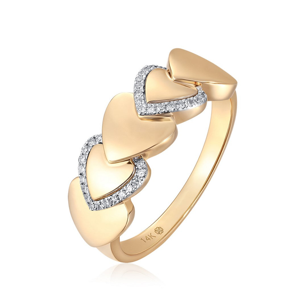 14K Yellow Gold 0.10 CTW Diamond Loop Band Ring