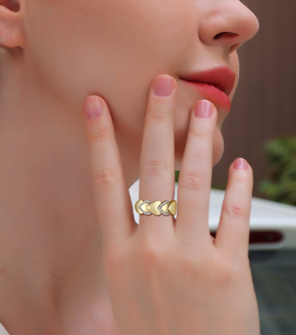 14K Yellow Gold 0.10 CTW Diamond Loop Band Ring