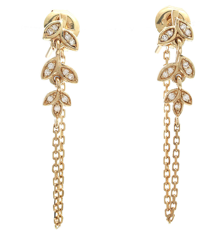 14kyg Leaf Chain Earrings
