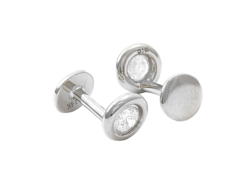 14k Diamond Bezel Flat Back Studs