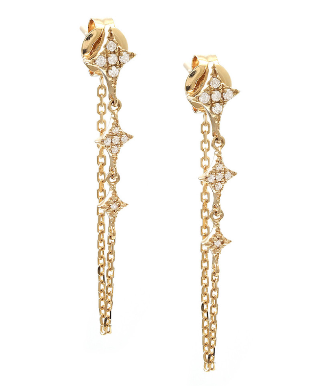 14k Star Chain Earrings