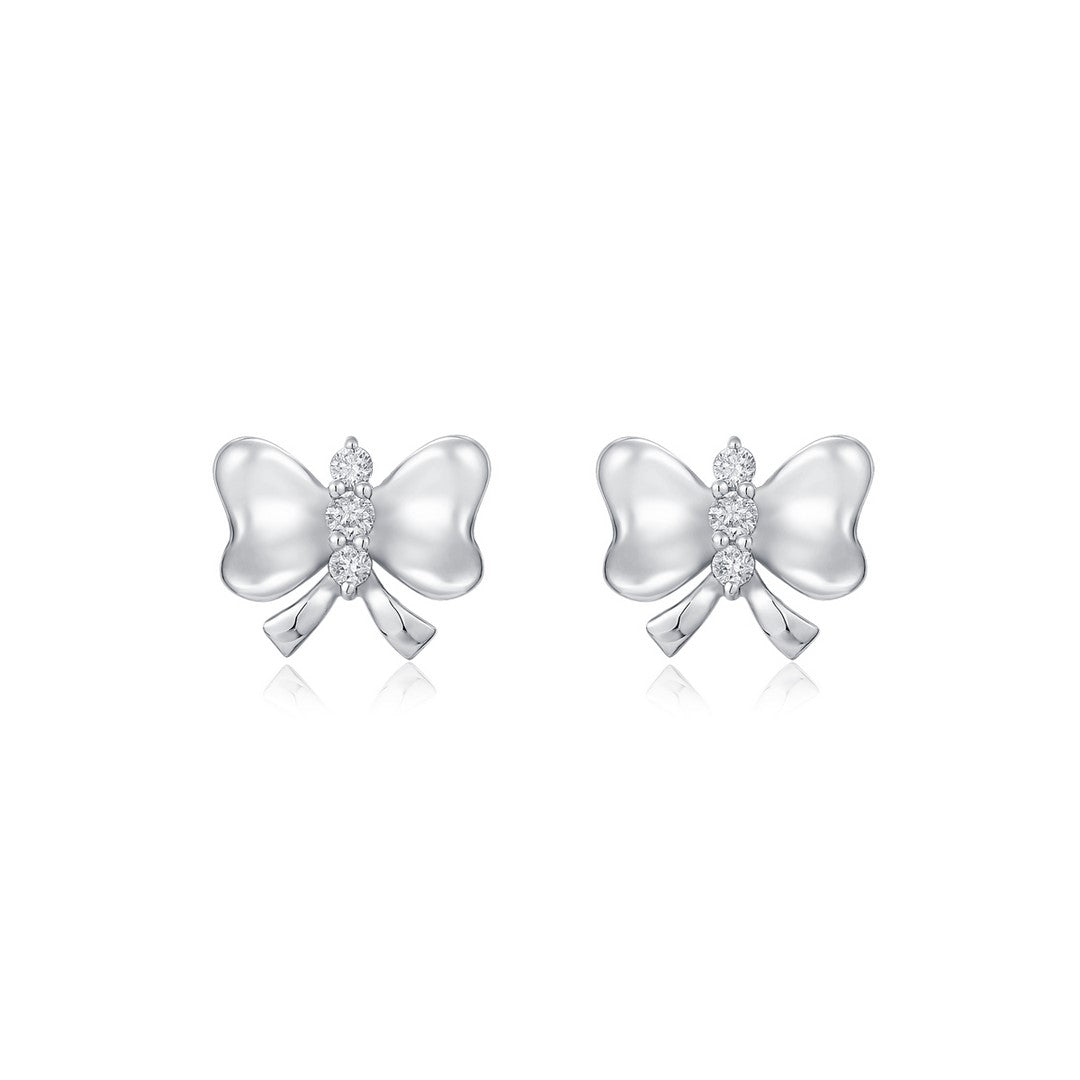 14K WG DIAMOND BOW TIE EARRING
