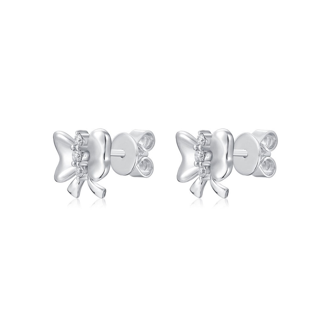 14K WG DIAMOND BOW TIE EARRING