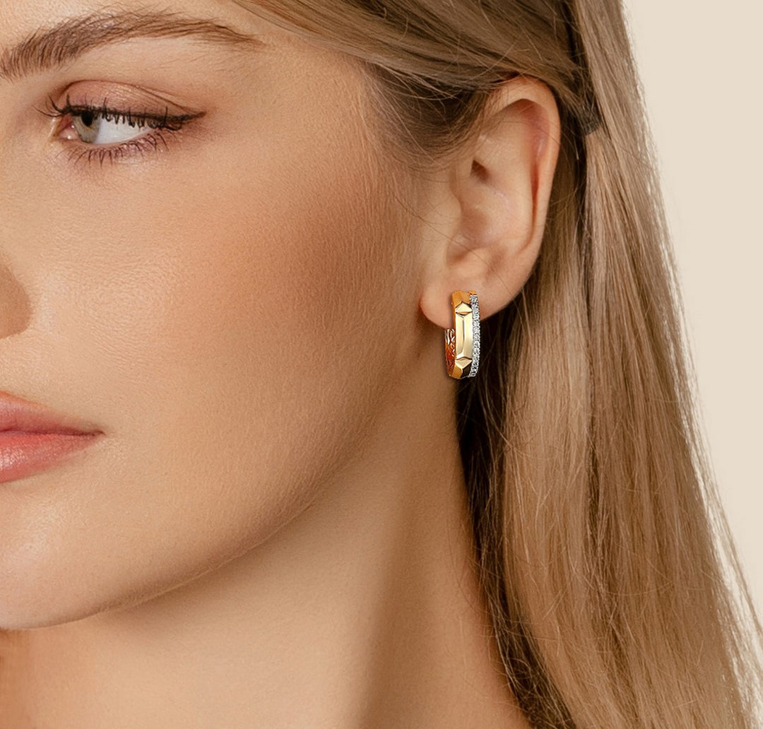 HOOP EARRING, GOLD HOOP, DIAMONDS HOOPS, TEXTURE HOOP