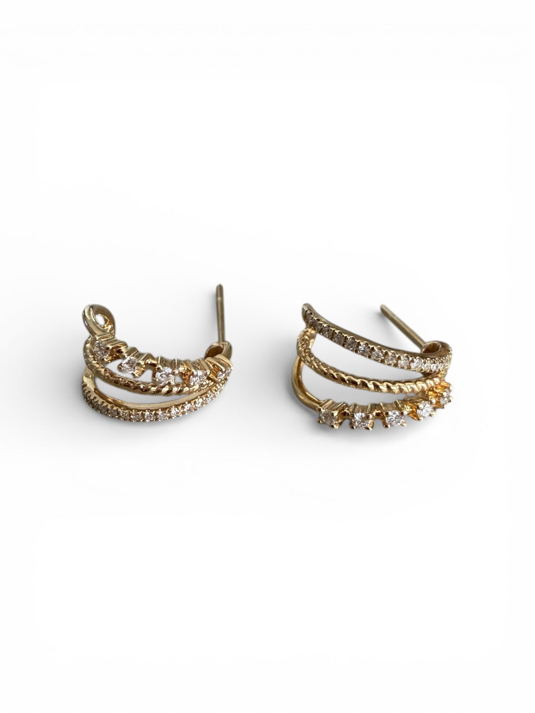 14kyg Diamond Half Hoop Earrings