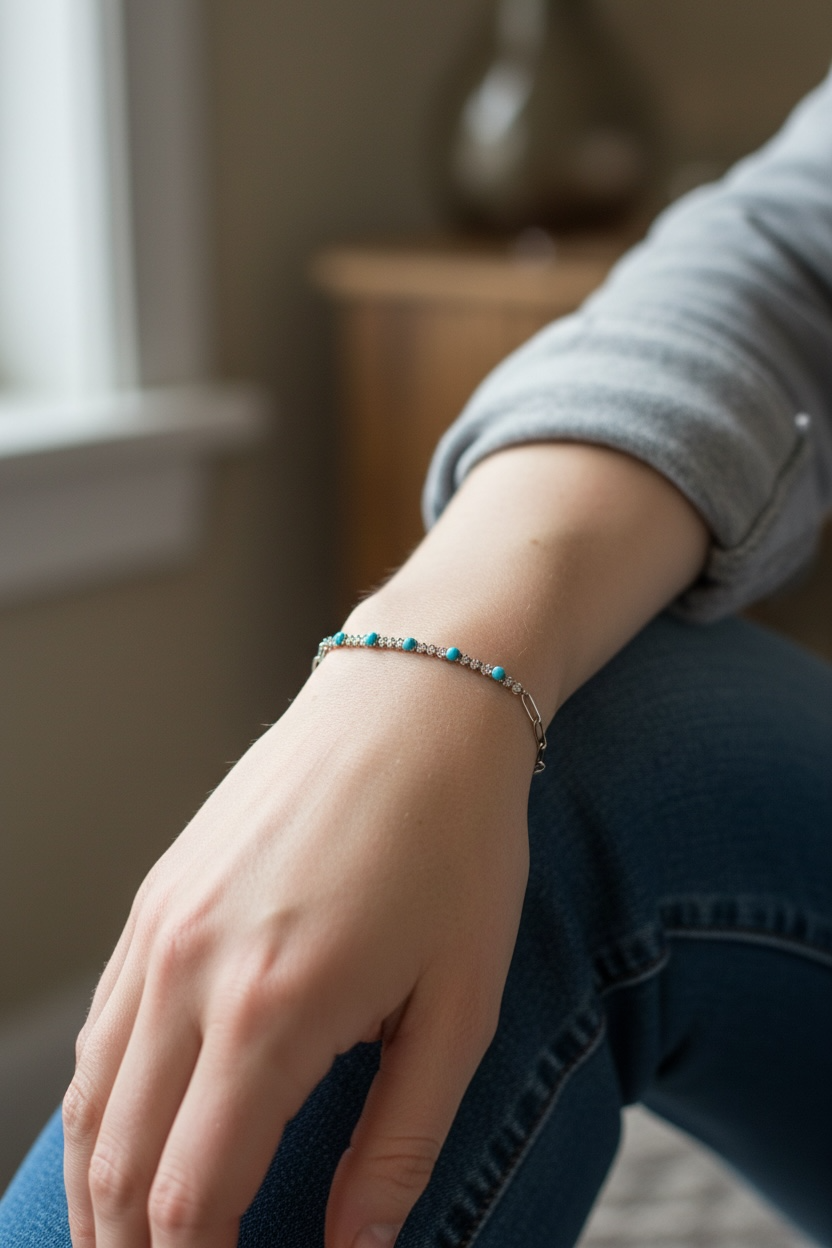 14kyg Turquoise Diamond Bracelet
