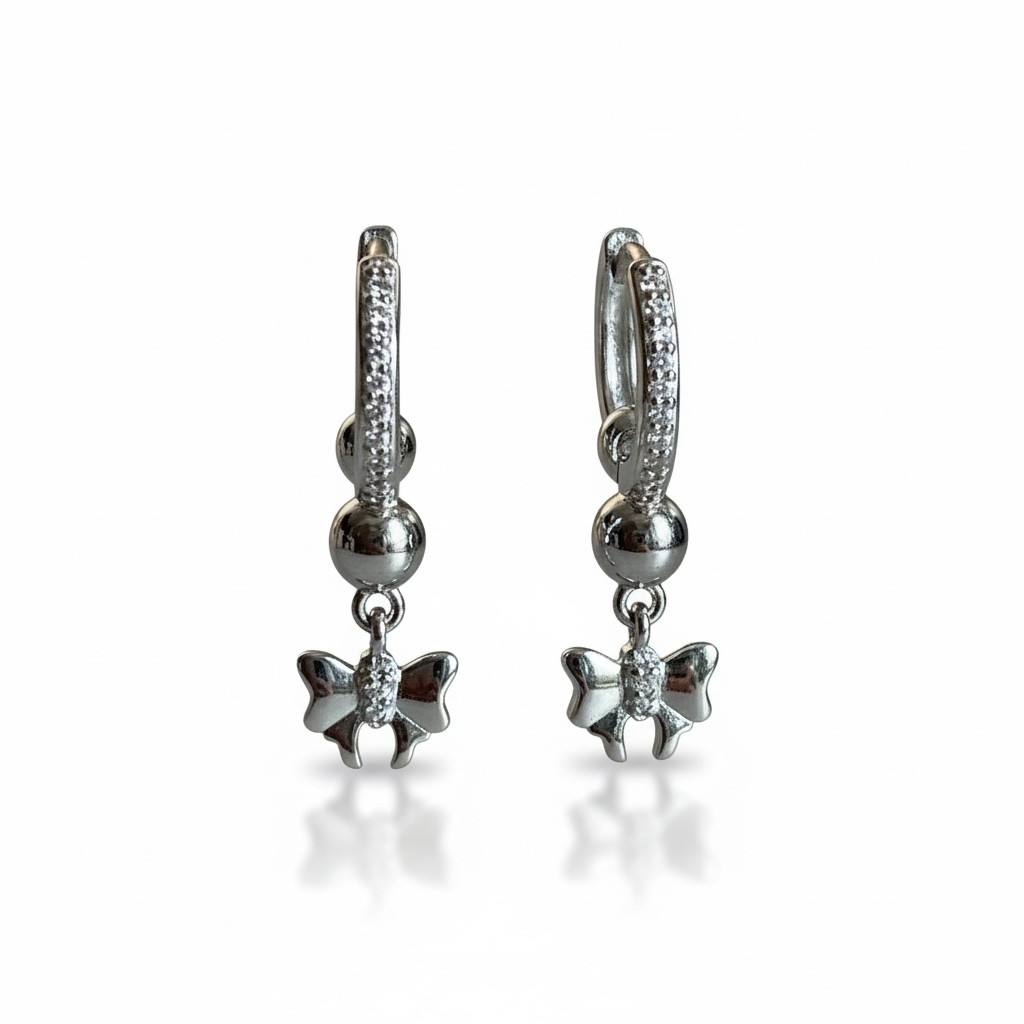 Sterling Silver Bow Huggies