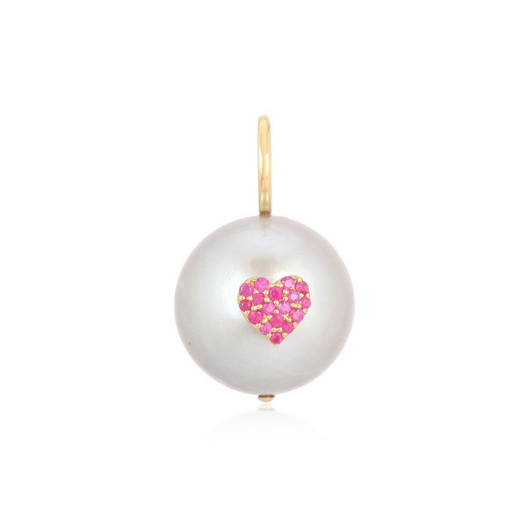 14K Yellow Gold 13.75 CT Pearl Heart Pendant – 0.10 CTW Diamond Accent