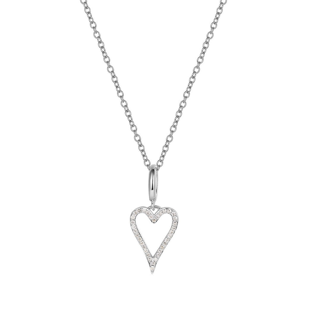 14K Yellow Gold Diamond Open Heart Pendant