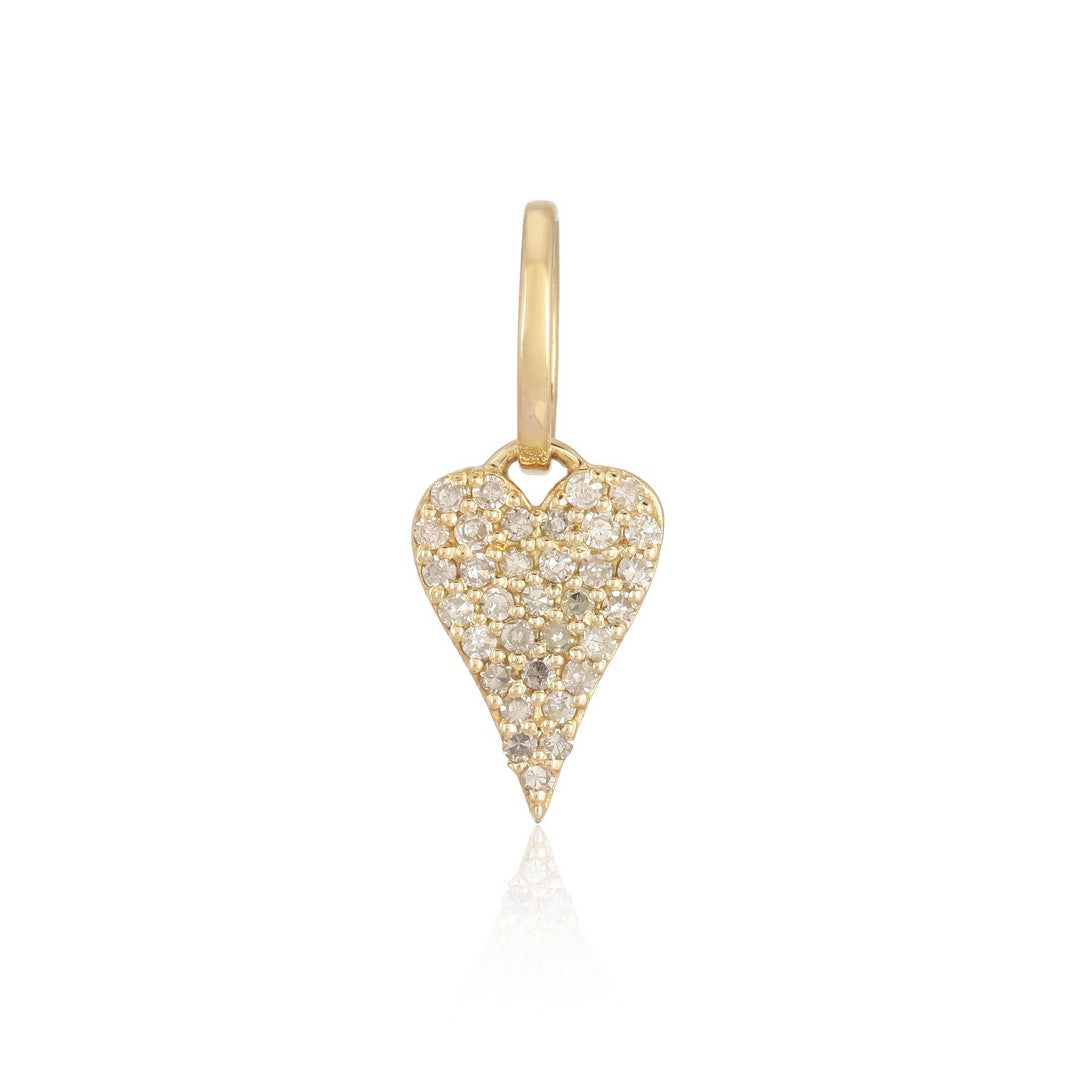 14K Yellow Gold Diamond Pavé Heart Pendant