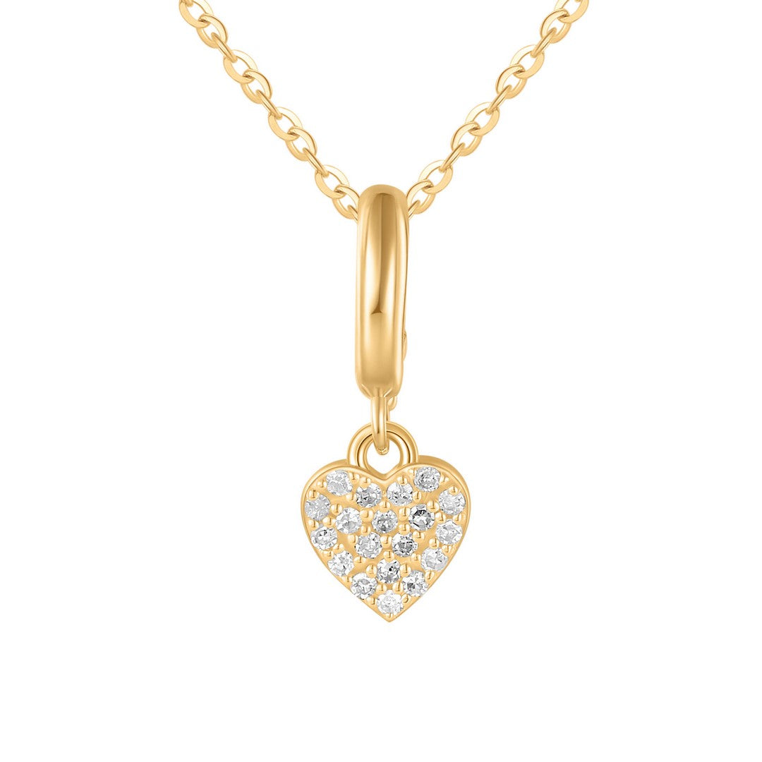 Diamond Heart Charm Pendant in 14K Yellow Gold