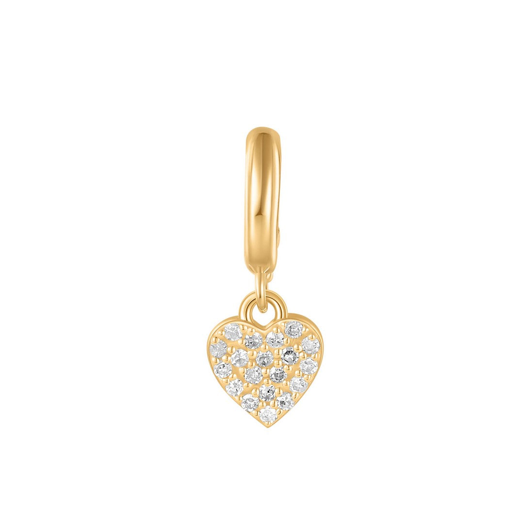 Diamond Heart Charm Pendant in 14K Yellow Gold