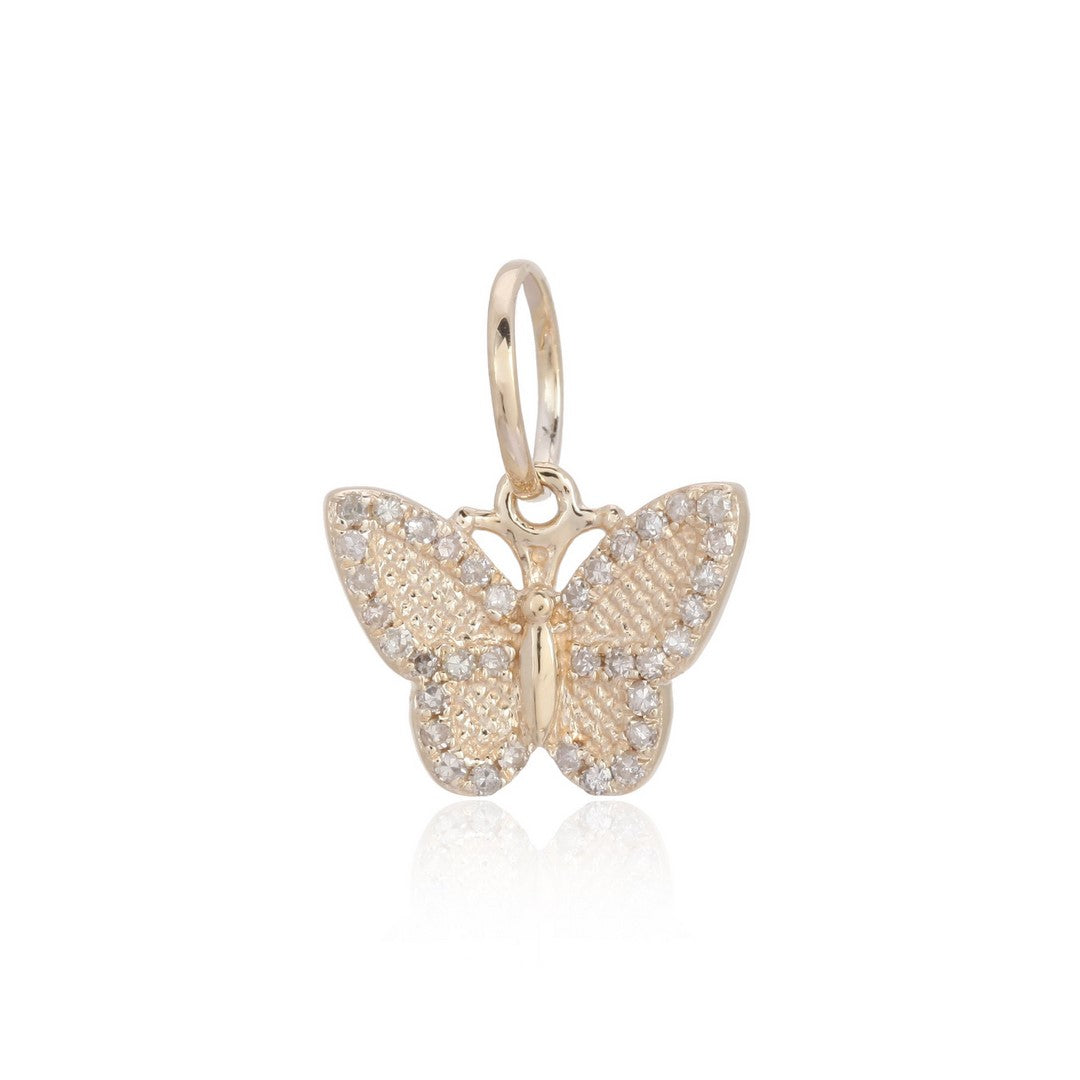 Diamond Butterfly Charm Pendant in 14K Yellow Gold