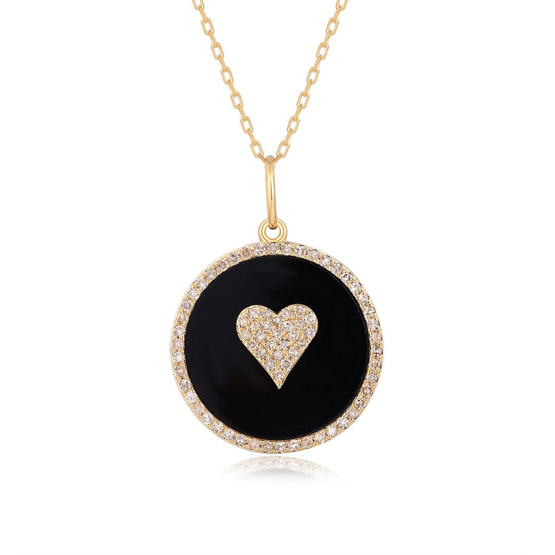 Malachite & Diamond Halo Pendant in 14K Yellow Gold