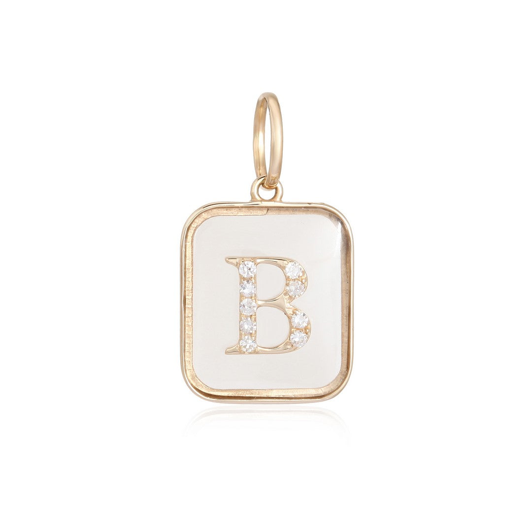 Diamond "B" Initial Pendant in 14K Yellow Gold