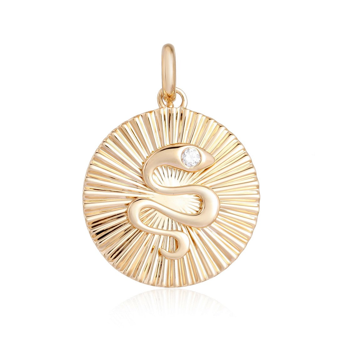 Diamond Spiral Sunburst Pendant in 14K Yellow Gold