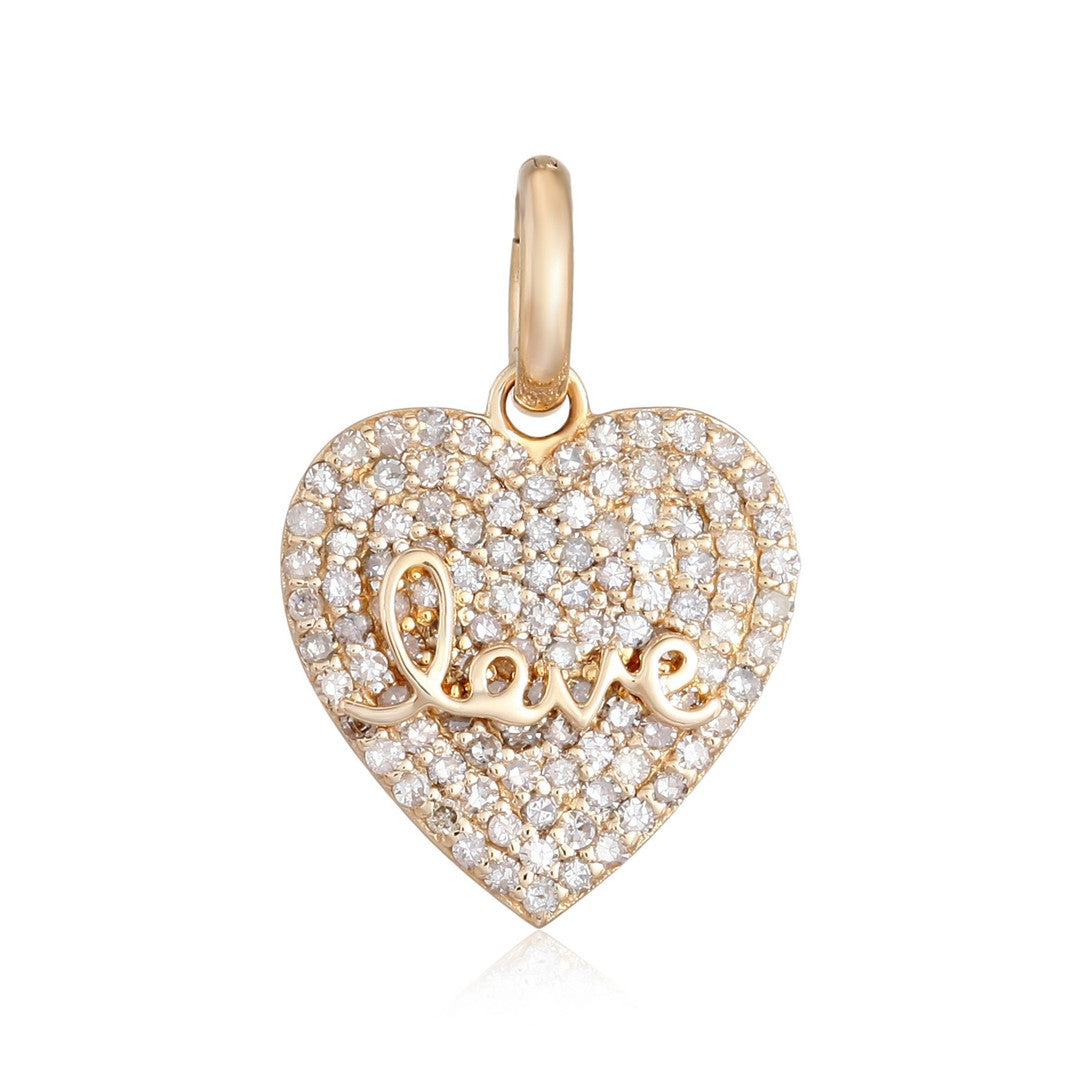 Diamond Love Heart Pendant in 14K Yellow Gold