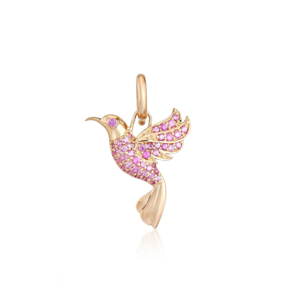 Diamond Hummingbird Pendant in 14K Yellow Gold