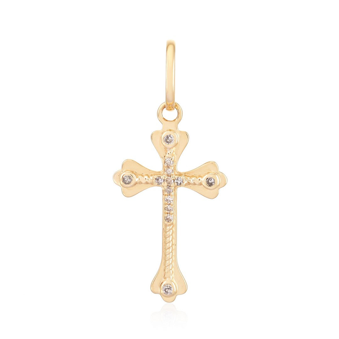 Diamond Cross Pendant in 14K Yellow Gold