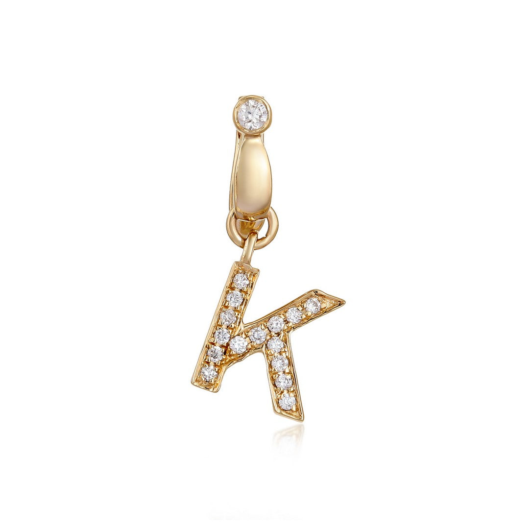 14K Yellow Gold Diamond Initial K Pendant