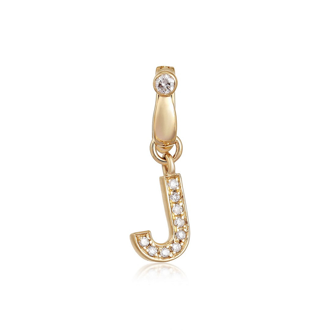 14K Yellow Gold Diamond Initial J Pendant
