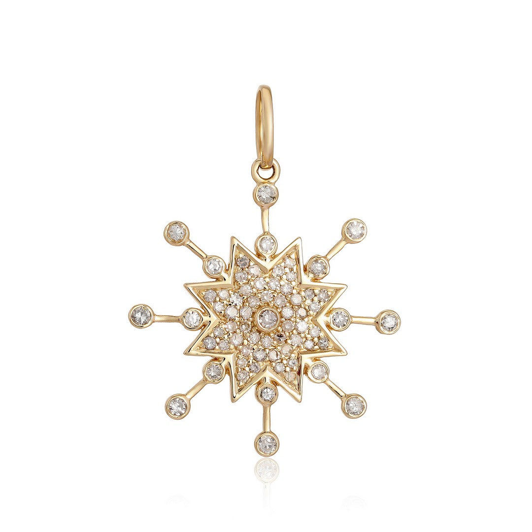 14K Yellow Gold Diamond Pendant Charm