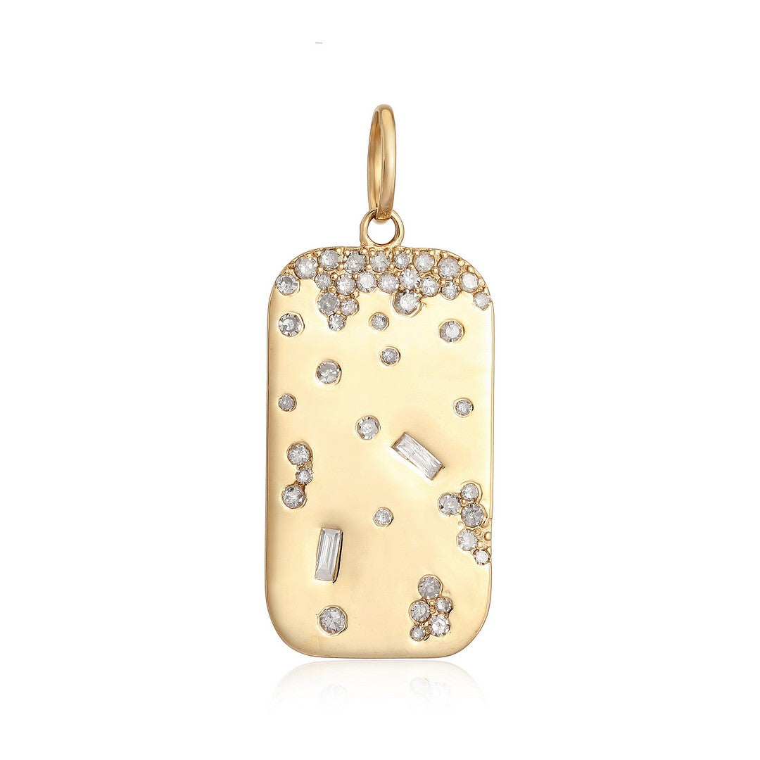 14K Yellow Gold Diamond & Baguette Diamond Pendant