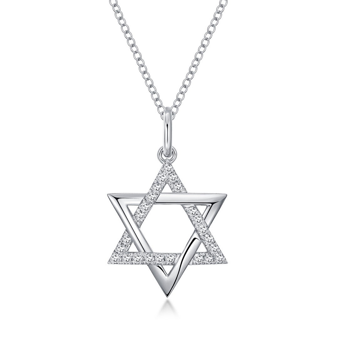 14K Gold Diamond Star of David Pendant Charm