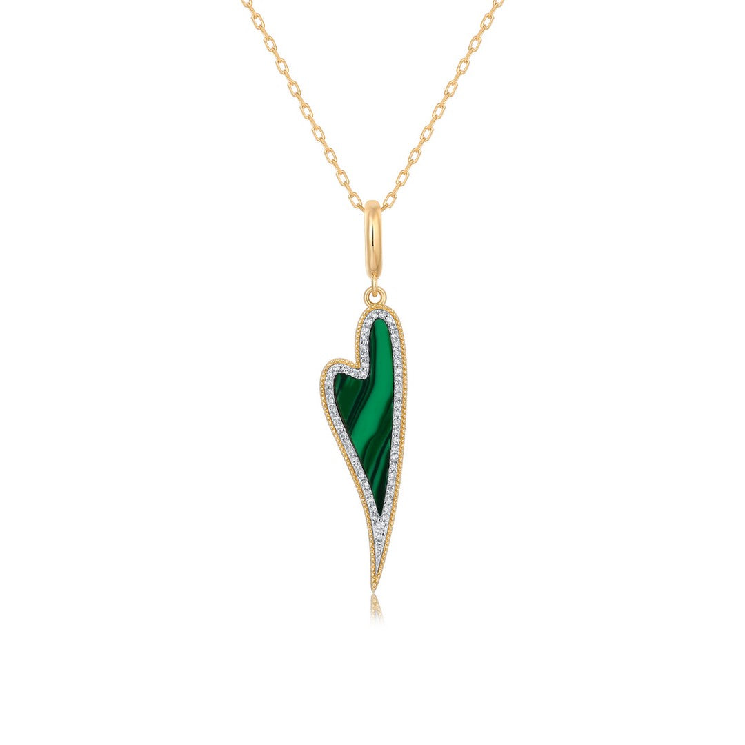 14K Yellow Gold Mother-of-Pearl & Diamond Pavé Heart Pendant Necklace