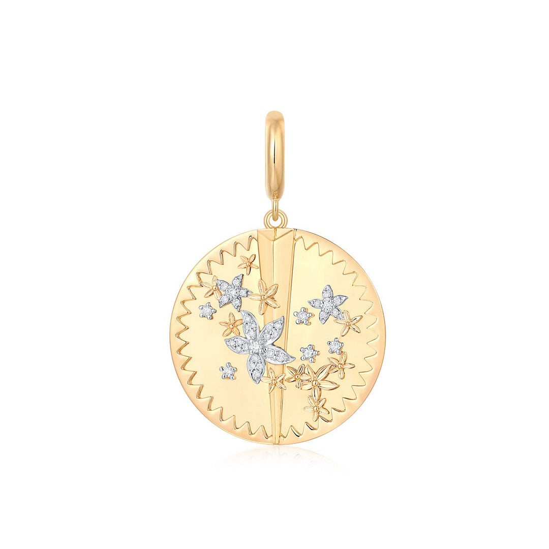 14K Yellow Gold Full Cut Diamond Pendant