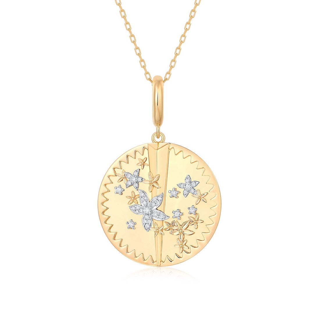 14K Yellow Gold Full Cut Diamond Pendant