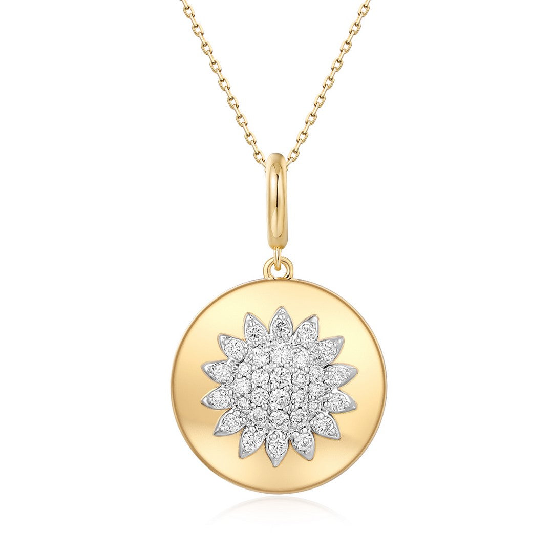 14K Yellow Gold Full Cut Diamond Pendant Charm - 0.60 CT