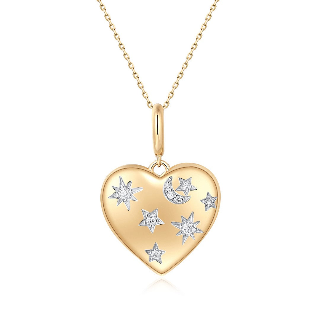 14K Yellow Gold Full Cut Diamond Pendant - 0.15 CT