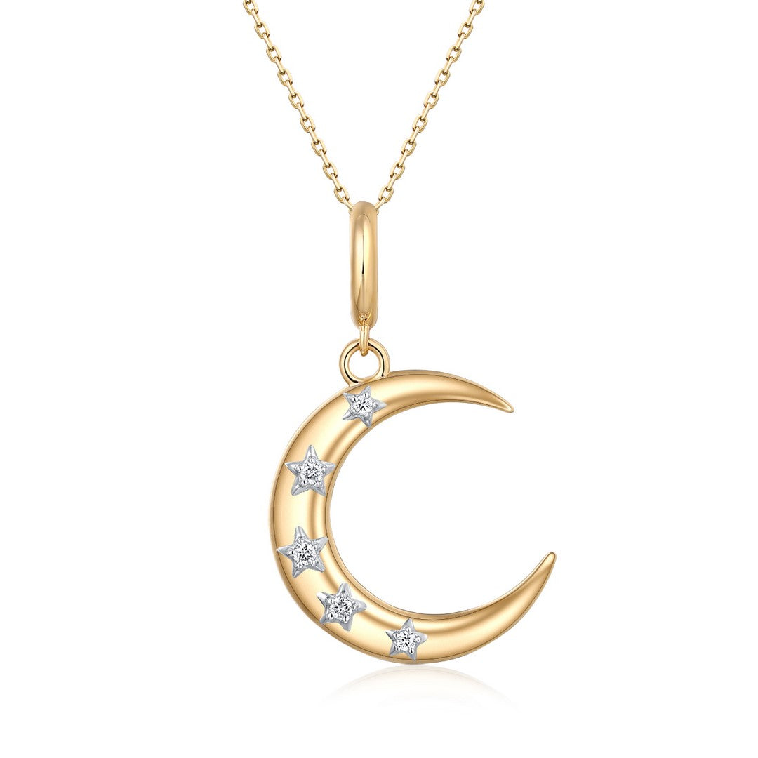 14K Yellow Gold Full Cut Diamond Pendant - 0.05 CT